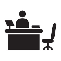 Silhouette of a Person at a Desk with a Chair office