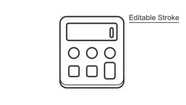 Simple line illustration of a basic calculator on a plain white background from a front viewpoint