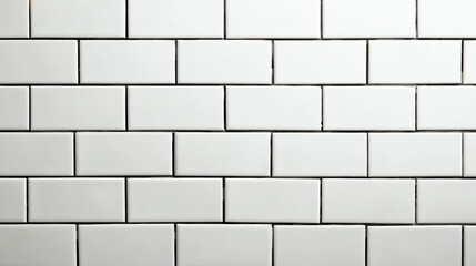 Obraz premium A clean, modern white tile wall with a classic subway tile layout in a minimalistic design for various interior styles.