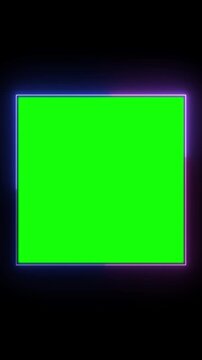 portrait glowing neon green squire shape animation video with vibrant colors for mobile video