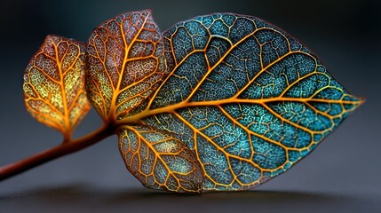 Close-up of vibrant, glowing leaves with intricate vein details