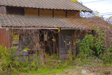 An abandoned house in a dilapidated marginal village