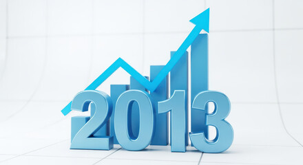 Growing Business Chart and Upward Arrow Indicating Progress Success and Financial Growth Graph Report for 2013 Year Concept