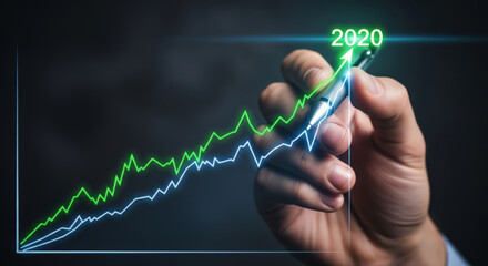 Growing Line Graph Growth Chart Progress Diagram 2020 Data Illustration Finance Success Business Statistics Upward Trend Performance Report Development