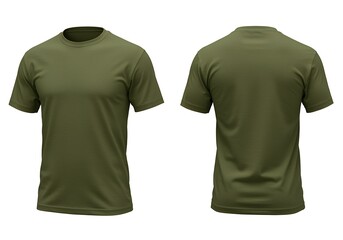 Olive green short sleeve Tshirt front and back view