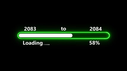 New year 2084 loading bar animation, Loading bar from 2083 to 2084 new year transfer animation.