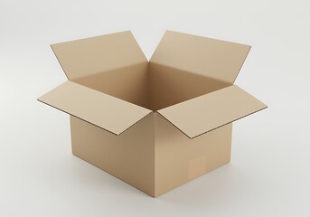 open cardboard box on white background
