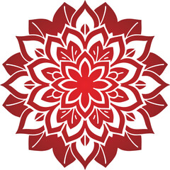Floral ornamental mandala red...