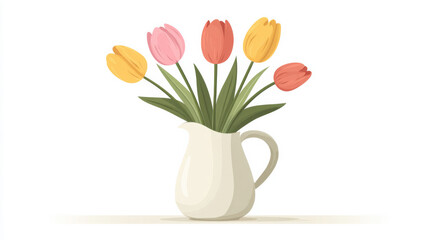 Obraz premium Fresh tulips spring bouquet in a vase for kitchen decor and design
