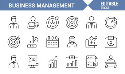 Editable business management icons for dashboards and UI