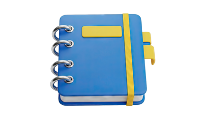 3D Render of a Blue Spiral Notebook with Yellow Accents