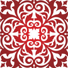 Floral ornamental mandala red...