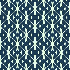 Blue seamless floral geometric pattern with flowers and decorative shapes for fabric and wallpaper