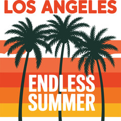 Los Angeles Endless Summer with Palm Trees and Gradient Background