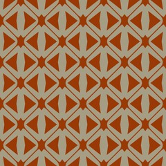 Seamless geometric vector pattern style  with red flowers for vintage wallpaper and fabric design