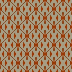 Seamless retro geometric pattern with red flowers