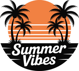 Summer Vibes with Palm Trees and Orange Sunset