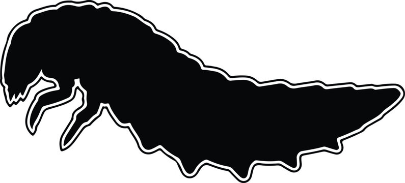 Silhouette dark creepy monster grub creature insect larva Vector Illustration