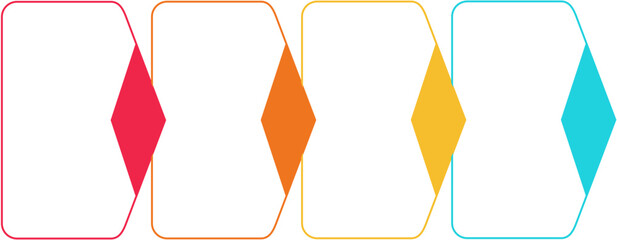 Four step infographic template with colorful diamond shapes modern design for business process or timeline presentation isolated on white Background