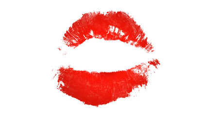 Vibrant Red Lipstick Kiss Imprint
