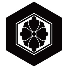 家紋です。亀甲に竪剣花菱といいます。