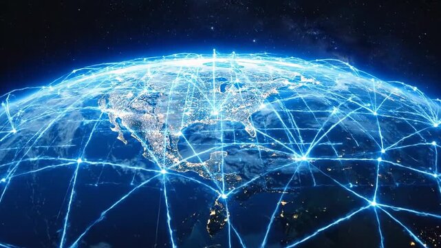 Global Network Connections - Earths Digital Web of Communication.
