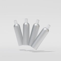 3d render of metal rollers and cans on a white background