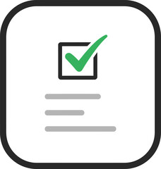 Checkmark on document icon isolated on transparent background