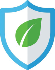 Shield with leaf icon isolated on transparent background