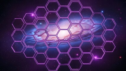 Capturing a galaxy through a hexagonal mirror array in vibrant cosmic light