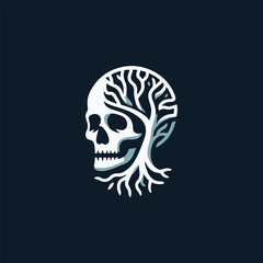 Skull Root Tree Logo