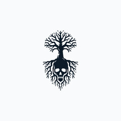Skull Root Tree Logo