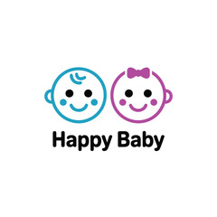 Two smiling baby faces a boy and a girl with a text label