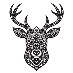 Intricate mandala deer silhouette created for detailed ornamental artwork projects.