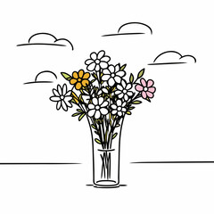 Vase of colorful flowers