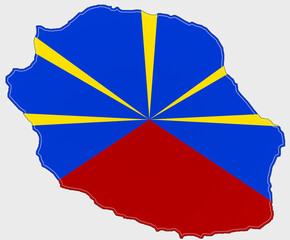 Carte et drapeau de la R&eacute;union 