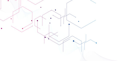 Vector white background with colorful hexagon pattern design.