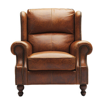 Front view of a classic push-back recliner isolated on a white background