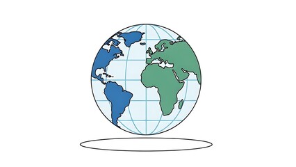 Simple Style World Globe Continents and Oceans Educational Geography Icon