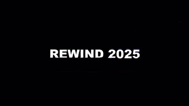 Rewind 2025 Text Animation on Black Background Year in Review Motion Graphic for Memories, Highlights, Social Media Recap and Intro Video