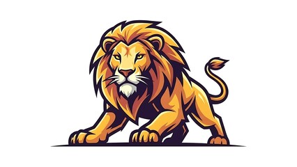 Modern Bold Lion Illustration Golden Mane Wild Animal Mascot Icon