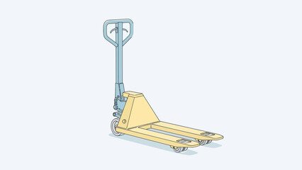 A manual pallet jack in a simple line drawing style.