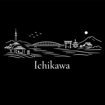 Ichikawa Japan city skyline minimalist vector illustration