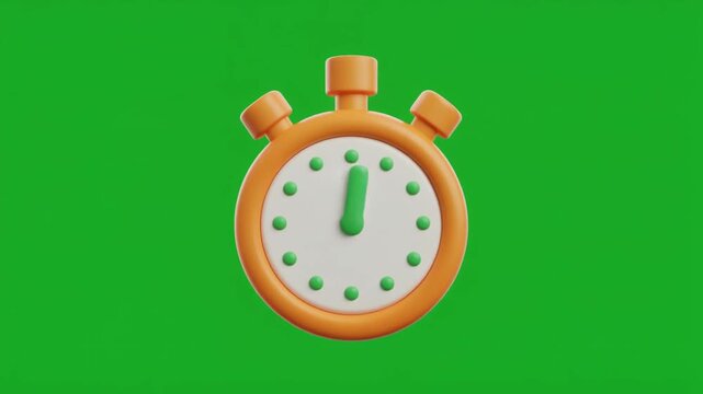 3D stopwatch icon animation representing time management, countdown, productivity, and deadline concepts. Suitable for apps, UI, presentations, and motion graphics