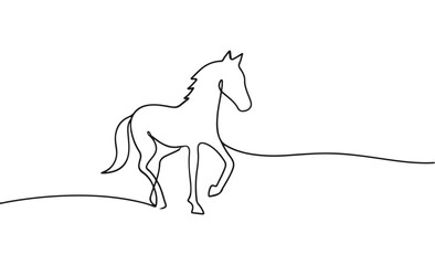 Fototapeta premium Minimalist Horse Line Art – Elegant Trotting Animal Illustration