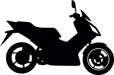 This sleek, modern, and high-performance urban scooter silhouette is designed for fast and efficient city commuting, featuring sharp lines.