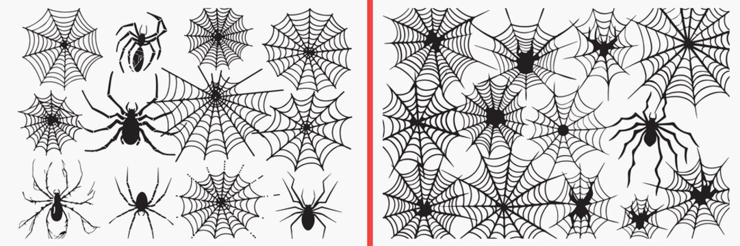 spider silhouette vector, spider web silhouette collection, halloween spider illustration, creepy insect silhouette art, horror spider icon set, black spider web design, spooky halloween elements, spi