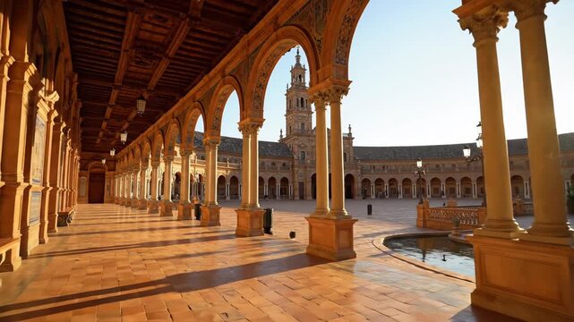 Seville Spain Architecture Columns Arches Building.