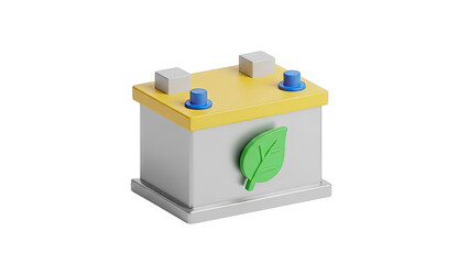 3D Render of an Eco-Friendly Battery Icon