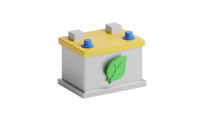 3D Render of an Eco-Friendly Battery Icon